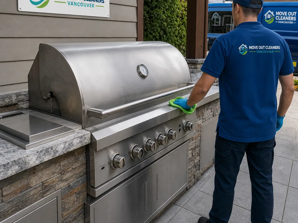 Clean stainless steel BBQ on a tidy Vancouver patio after service