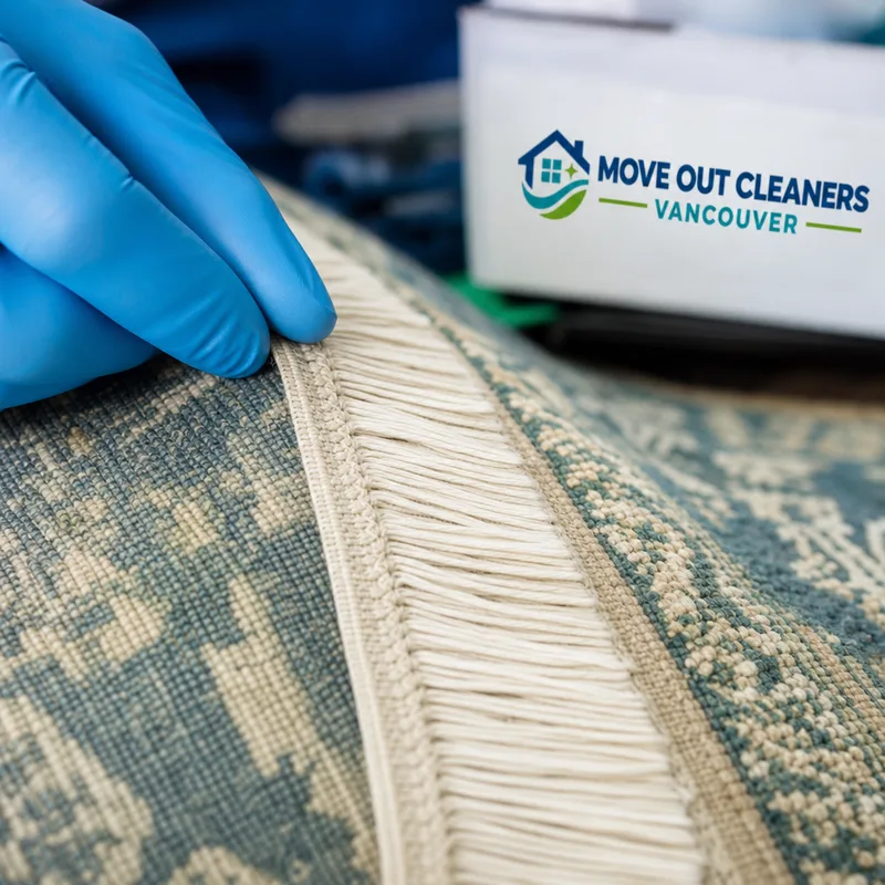 Clean rug fringe and edge showing straight fibres without browning or distortion